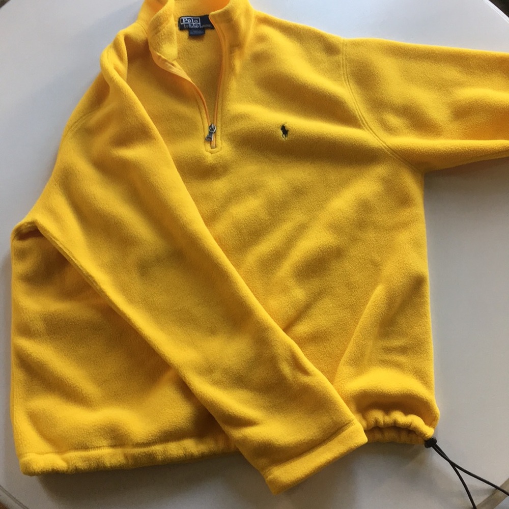 yellow polo fleece jacket